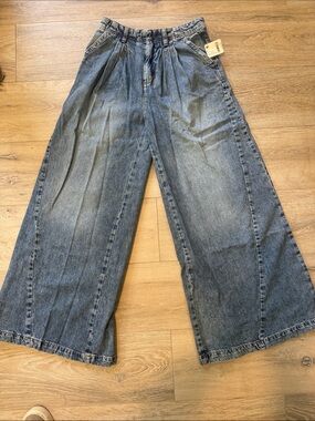 We the Free Wide Leg High-Rise Denim Jeans - Light Blue Wash NWT